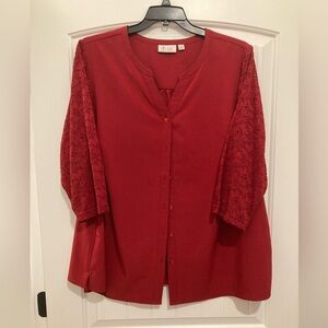 Denim & Co. Top with lace sleeves